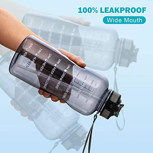 MYFOREST Waterfles, inhoud 2,2 liter, met tijdsaanduidingen, BPA-vrij materiaal, met drinkrietje, voor afvallen en algemene gezondheid, grijs - Afbeelding 7