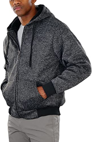 Image of ToBeInStyle Men's Polar Fleece Long Sleeve Zip Up Kangaroo Pocket Cold Weather Hoodie Jacket