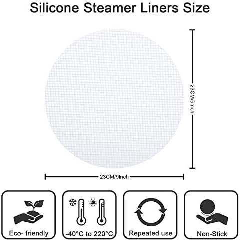 12 Pieces 9 Inch Silicone Steamer Liners Non-Stick Silicone Steamer Mesh Round Dumplings Buns Mat Steamed Pad Baking Pastry Dim Sum Mesh for Home Kitchen Use