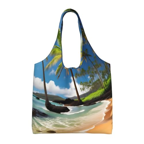 Sac fourre-tout en toile palmier noir idéal pour vos courses et sorties plage