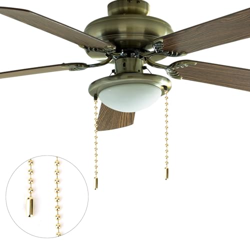 Image of 120in Ceiling Fan Pull Chain Extender, 3mm Premium Metal Light Roller Blind Beaded Pull Chain Extension with 20pcs Connectors Practical Accessories for Light Fixture DIY Crafts (Gold)