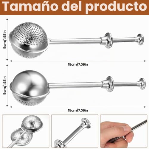 Miniatura 2 de 2 Pcs Bola Infusionadora De Té, Coladores Te De Bola Con Mango Largo, Filtro Infusiones Acero Inoxidable, Colador Infusiones Para Tés Sueltos, Infusor De Té De Hojas Sueltas, Para Tazas Y Teteras