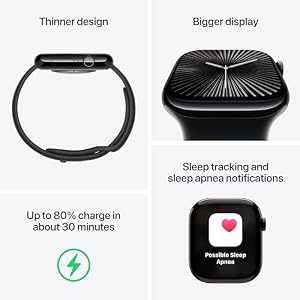 Apple Watch Series 10 [GPS, 46mm] - Jet Black Aluminum Case with Black Sport Band, M/L (Renewed Premium) — photo 3 of 5
