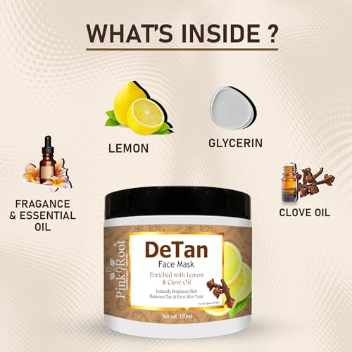 Image of Pink Root Detan Face Mask 100gm, Helps in Tan Removal Whitening Depigmentation Oil Control, Acne & Fairness, Ubtan Glow Face Pack, Skin Brightening Face Pack, Used by All Types of Skin