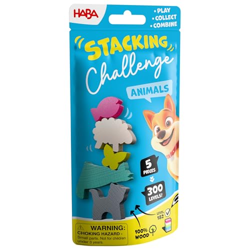 HABA Stacking Challenge Animals Das fesselnde Tier-Stapel-Duell mit 300 Levels kompaktes Geschicklichkeitsspiel ab 6 Jahren ideales Reisespiel & Mitbringsel für unterwegs 2013867001