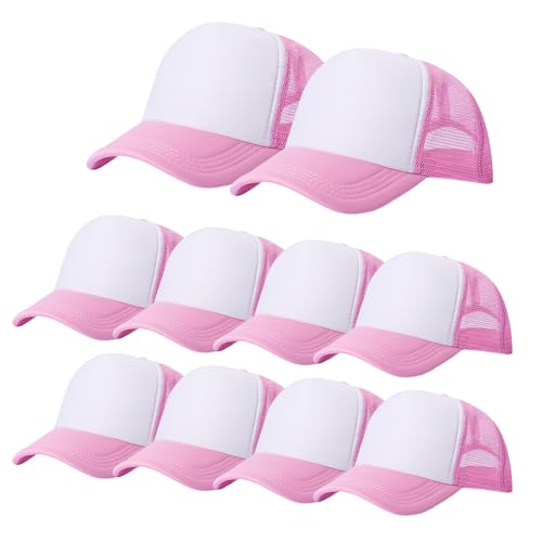 Image of 10 Pack of Blank Trucker Hat Bulk Mesh Cap Men and Women Baseball Cap DIY Graffiti Hot Stamping Duck Tongue Cap