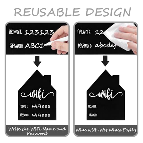 Wifi Password Sign for Home Guests (Black House, 7.87" x 5.91")