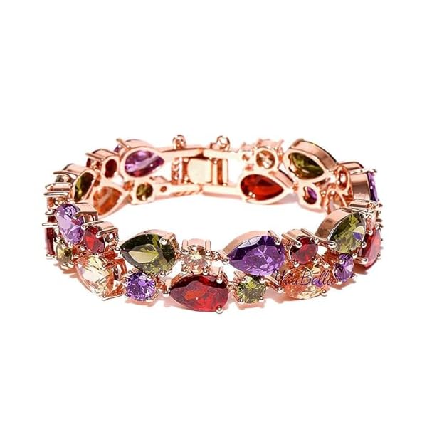 YouBella Jewellery Set Multi-Color AAA Swiss Zircon Rose Gold Crystal Necklace Pendant Ring Bracelet Bangle and earrings Jewellery Combo For Girls and Women (Pendant, Earrings, Ring and Bracelet) - Image 8