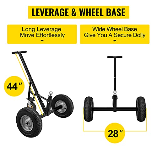 Vevor Adjustable Trailer Dolly, Trailer Dolly With 2 Inch Ball & 16'' Flat-Free Tires, 15.7''-23.6'' Adjustable Height & Universal Wheel, 800Lbs Weight Capacity, Ideal For Moving Car Rv Boat Trailer #TOP5