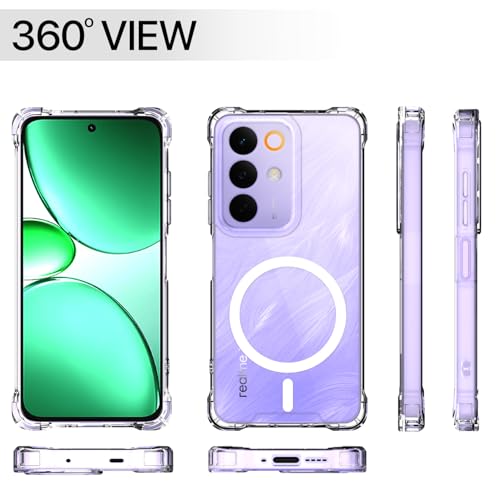 Image of Amazon Basics Back Cover for Realme Narzo 90X 5G / Realme C85 5G / Realme 15X 5G Mag-Safe Shockproof PC + TPU Protective Case Magnetic Support Bumper Case (Transparent Mag-Safe)