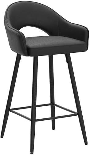 Miniatura 5 de DUOMAY Juego de 2 taburetes de bar giratorios, modernos taburetes de altura de mostrador de 26 pulgadas, silla de isla de cocina tapizada de