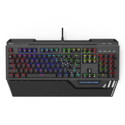 Get Discount 70% Price AIKUN Full Mechanical RGB Gaming Keyboard-Gorgeous Gift Box,Full Size,Blue Switches with Excellent Touch,Waterproof,2 USB Passthrough,DIY Replaceable Macro Key,RGB LED Backlit,Brushed Aluminum Finish