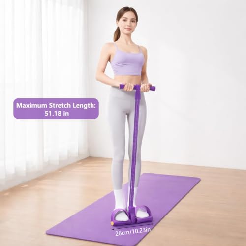 Resistance Bands with Handles, 6-Tube Pedal Resistance Band, 50-60 lbs Exercise Bands for Legs, Arms & Core, Portable Home Gym Equipment for Women & Men, Full Body Workout (Purple) - 1