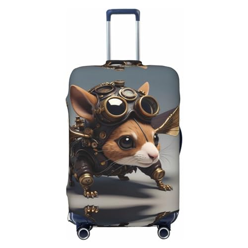 VOSERY Travel Luggage Cover - Steampunk Squirrel Pilot Washable Suitcase Covers Protector Fits 18-32 Inch Luggage