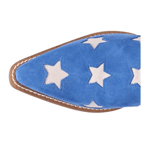 Dingo Womens Super Star Fringe Tooled Inlay Snip Toe Casual Boots Over the Knee Mid Heel 2-3" - Black4