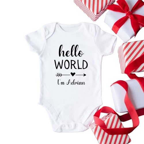 Personalized Handmade Hello World Baby Onesie®, Custom Newborn Outfit, Baby’s First Outfit, Pregnancy Announcement Gift, Baby Shower Onesie® Toddler Shirt