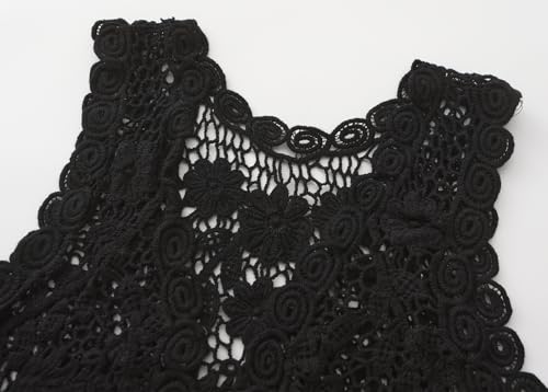 Image of Girls Crochet Vest Cardigan with Fringe V-Neck Sleeveless Boho Vest Hollow Out Cardigan
