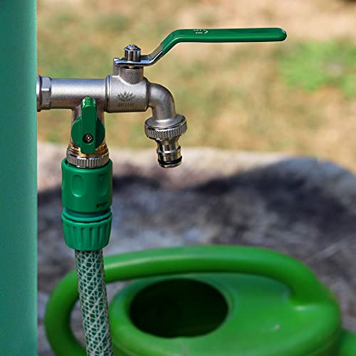SHYNE Premium 3/4 Zoll Doppel-Wasserhahn aus Messing rost-, und frostsicher + 2X Gratis Schlauchanschlüsse + PTFE Band + Ebook | für Garten, Waschmaschine, Regentonne