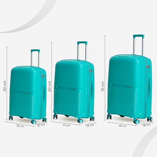 Image of Cabin 50cm (Small) Polypropylene 360 Degree 8 Wheels Trolley Bag for Travel Hard Case Luggage, Lightweight with Combination Lock & Robust Trolley with 3 Yrs Warranty (Teal)