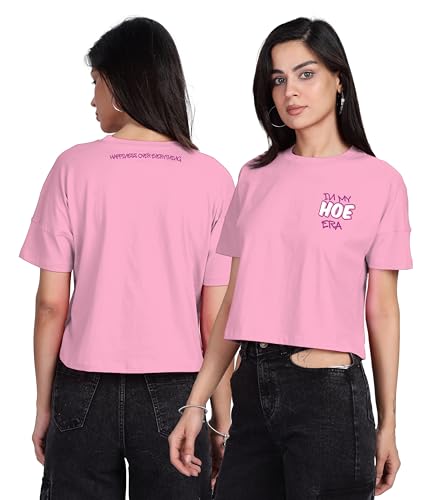 Image of SHODOX Women's 100% Cotton Regular Fit Printed Half Sleeve T Shirt Casual Summer Wear Soft Breathable Top Daily Comfort Style