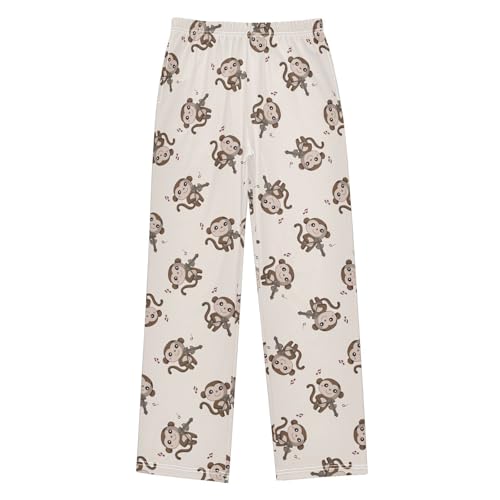 ZZXXB Monkey Violin Boys Long Pants Soft Trousers Elastic Waist Kids Lounge Bottoms with Pockets S-XL