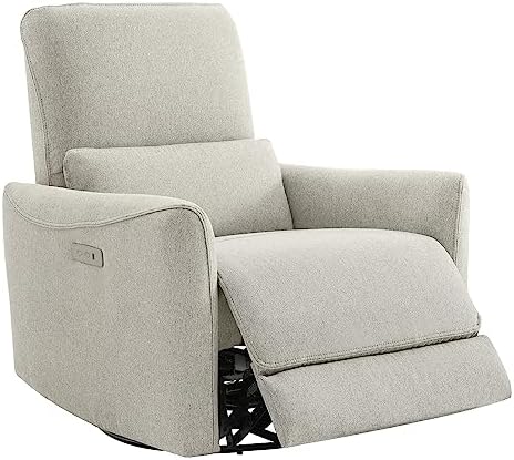 CHITA Power Recliner Swivel Glider, Upholstered Living Room Reclining Sofa Chair with Lumbar Support, Dove Grey
