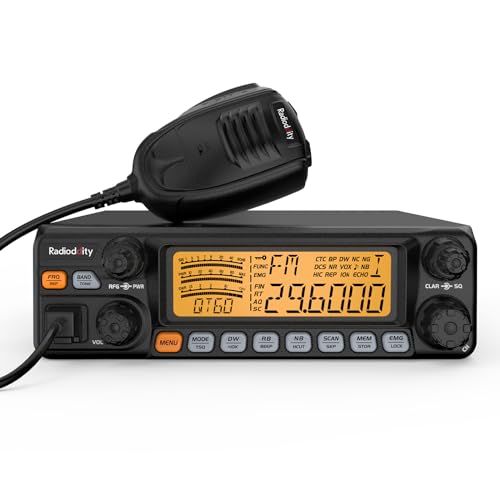 Radioddity QT60 Pro 10 Meter Radio SSB, AM, FM, PA, 60W High Power Amateur Ham Mobile Transceiver, Large LCD Display, RX & TX Noise Reduction, NOAA with Alert, with CTCSS/DCS, ASQ