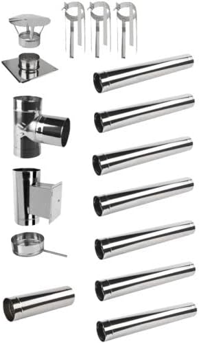 Edelstahlschornstein Einwandig SET 8,5m; Schornstein Bausatz Kamin Ofen