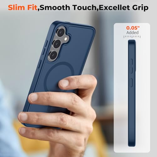 Image of SUPFINE Magnetic for Samsung Galaxy S24 Plus Case / S25 Plus Case with Screen Protector, (Built-in Magnets) (Military Grade Drop Protection) Slim Translucent Shockproof Phone Case,Sapphire Blue
