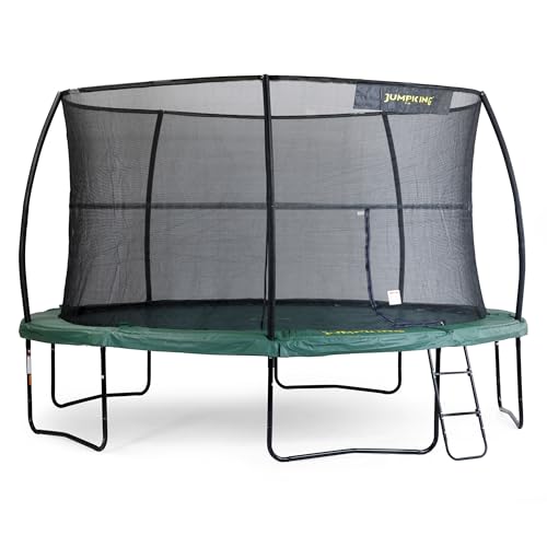Jumpking 14ft Trampoline Rond avec Filet de Sécurité et échelle - JumpPod Deluxe | Trampoline D'extérieur pour Adultes et Enfants, 10 Ans de Garantie sur Le Cadre, Design EuroSpring
