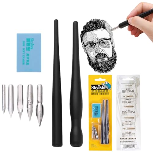 KLLJ Juego de Bolígrafos de Cómic,Pluma de Caligrafía Plumilla Plumillas Dibujo,Plumillas Dibujo Manga,Manga Pen,Plumillas Caligrafia,Bolígrafos de caligrafía Bolígrafo de dibujo para principiantes