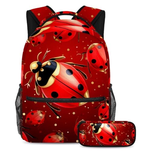 Cartable Art Red Floral spacieux avec trousse pour ranger toutes les affaires