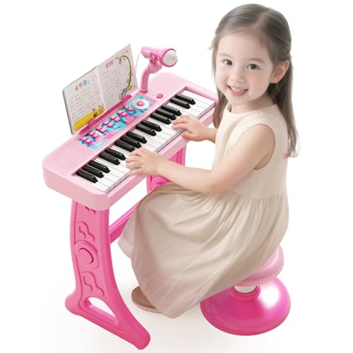 女の子用ピンクのピアノおもちゃ、子供用音楽おもちゃキーボード