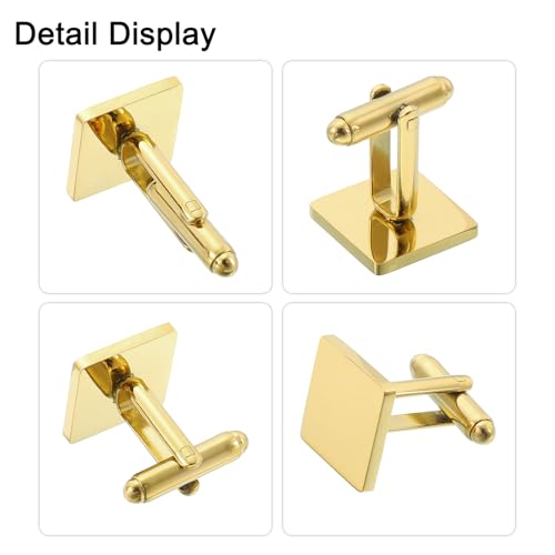 uxcell 2 piezas Mancuernas cuadradas de acero inoxidable dorado miniatura 4