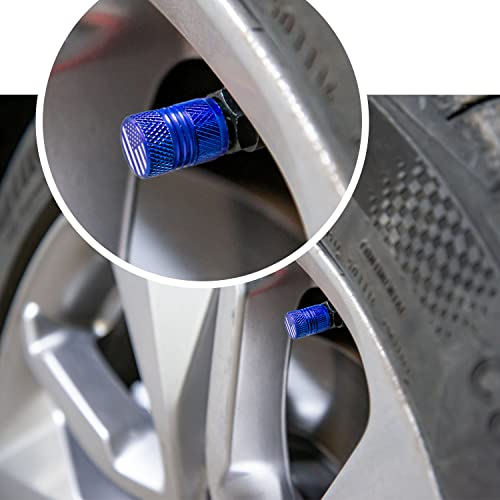 Image of Tire Valve Stem Caps for Car American Flag Tires Air Caps Cover 8 Pack Corrosion Resistant Premium Alloy Universal for SUV Truck Motorcycle Bike Blue