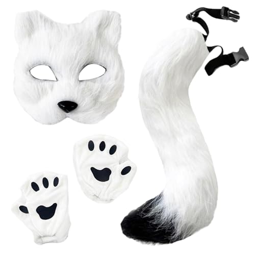 Masque Therian costume renard à fourrure pour animer une fête déguisée Halloween