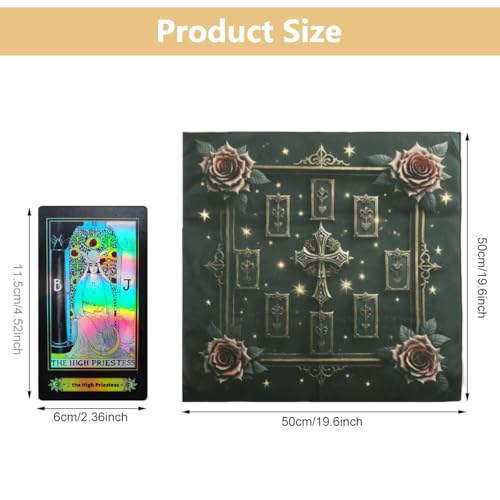Image of PATPAT 78Pcs Tarot Card Deck Set, Aesthetic Illustration Design with Iridescent Finish, Beginner Tarot Cards Enthusiasts Friendly with Guidebook, Decorative Divination Tablecloth