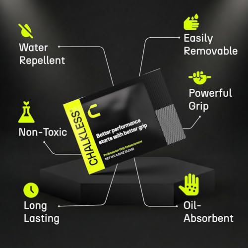 Image of Chalkless Grip Enhancer - Premium Liquid Chalk Alternative & Less Mess Hand Chalk for Weightlifting, Powerlifting, Yoga, Gaming, Climbing, and More, Non-Toxic Long-Lasting & Reliable