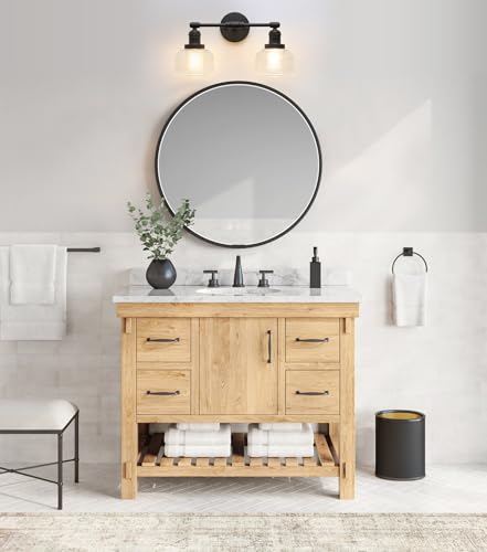 Image of Pathson Vintage Double Heads Wall Sconces Decor for Bathroom Mirror, Glass 2-Light Bathroom Wall Vanity Lights, Hardwired Wall Sconce Lamp for Living Room Bedroom Farmhouse Lighting