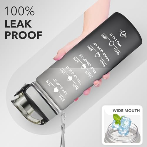 Image of Enerbone 24 oz Water Bottle, Leakproof BPA & Toxic Free, Motivational Water Bottle with Times to Drink and Straw, Fitness Sports Water Bottle with Strap for Office, Gym, Outdoor Sports