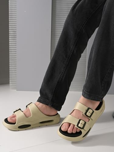 Image of DOCTOR HEALTH SUPER SOFT Men EVA Double Strap Sandals | Adjustable Buckle Comfort Slides | Lightweight Anti-Slip Casual Slippers for Indoor Outdoor Everyday Wear