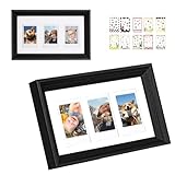 WOGOZAN Mini 3 Inch Film Photo Frame for Fuji Polaroid Instax Mini 12/11/99/EVO Instant Camera, Wooden Frame Holds 2.2x3.4 Inches 3 Photos with Sticker for Wall & Tabletop Display (Only One)(Black)