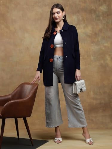 Image of KOTTY Womens Cotton Blend Standard Length Elegant Style Coat - Classic Style with Modern Detailing
