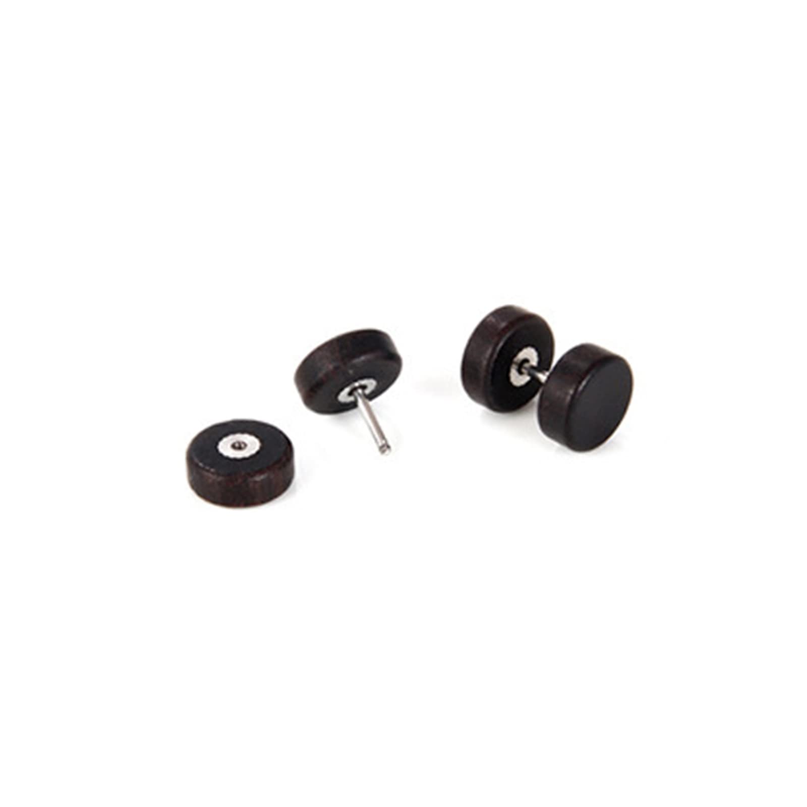 Beydodo Pendientes Madera Mujer Hombre Aretes Negro,Pendientes para Mujer Círculo Madera 6-12MM Aretes Negro