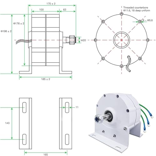 Kit generador de turbina eólica con Controlador de Carga, Equipo productor de Electricidad Vertical, alternador de imán Permanente Mejorado de 12000 W, generador de CA trifásico sin engranaj