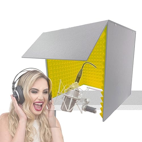 WORDFUN Booth de aislamiento para micrófono, cabina portátil para aislamiento acústico, cabina de grabación vocal, para estudio en casa y escritorio miniatura 1