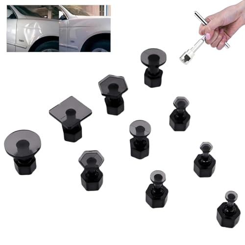 QinZiEn 10pcs Car Dent Extractor Tool,Car Dent Puller,Dent Removal Kit,Car Dent Repair Kit,Dent Remover Tool for Car,Car Dent Suction Puller,Automotive Tools,Paintless Dent Removal Kit,Dent Repair