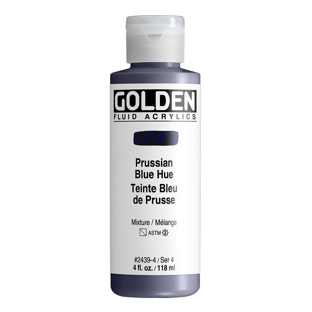 Golden Fluid Acrylic Paint 118ml 4oz Prussian Blue Hue For Artists Painting