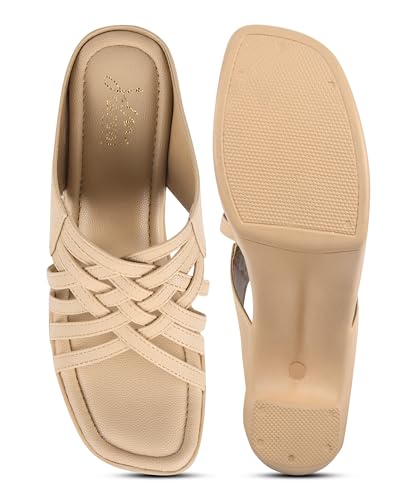 Image of JM LOOKS Women Stylish Woven Strap Platform Block Heel Sandals Perfect For Party And Festive Occasions