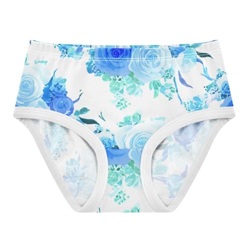 Pastel Blue Rose Flower Girls Underwear Toddlers 2t Cotton Cute Panties Girl Personalized Briefs Girls Undies
